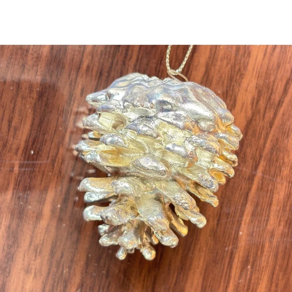 12 Pc Prosperity Tree Farms‎ Silver Pine Pinecone Christmas Ornaments Dipped
